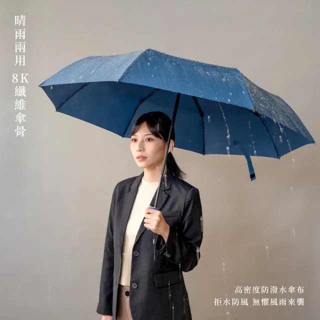 【KINYO】23吋三折北歐風自動傘 雨傘 摺疊傘 折傘(一鍵開收.晴雨兩用.防潑水傘布)