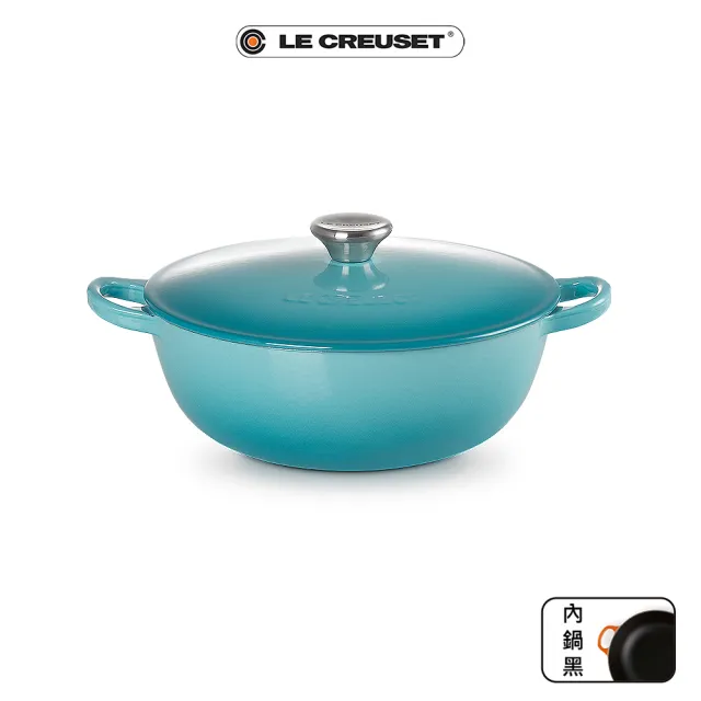 【Le Creuset】琺瑯鑄鐵鍋媽咪鍋 24cm(藍鈴紫/雪紡粉/加勒比海藍)