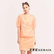 【KERAIA 克萊亞】微光珊瑚橘透紗繡花上衣