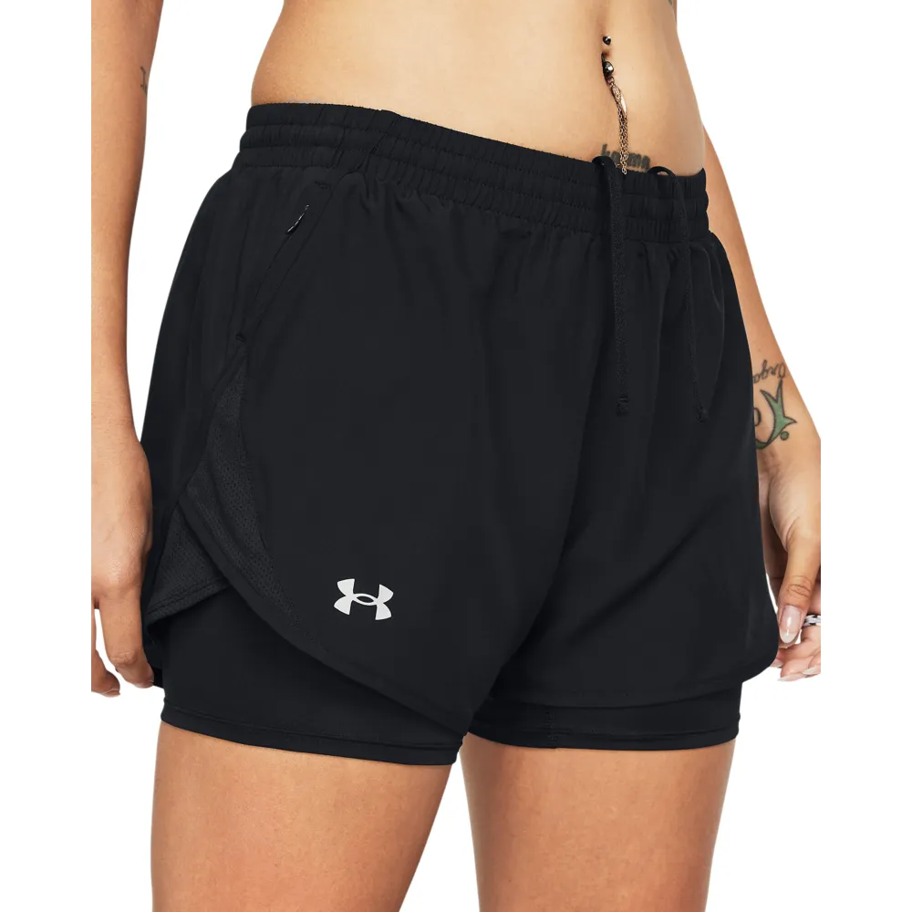 【UNDER ARMOUR】UA 女 Fly By 2in1 短褲_1382440-001(黑色)