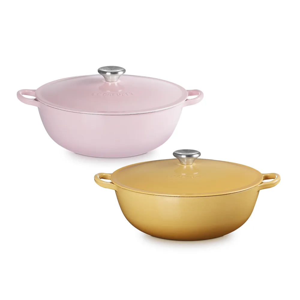 【Le Creuset】琺瑯鑄鐵鍋媽咪鍋28cm(甜心粉/礦石藍 2色選1)