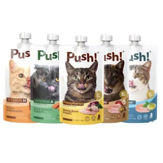 【Push!】HAPPY機能款噗滋包-綜合組 110g*15入(貓主食罐/主食肉泥餐包/全齡貓)