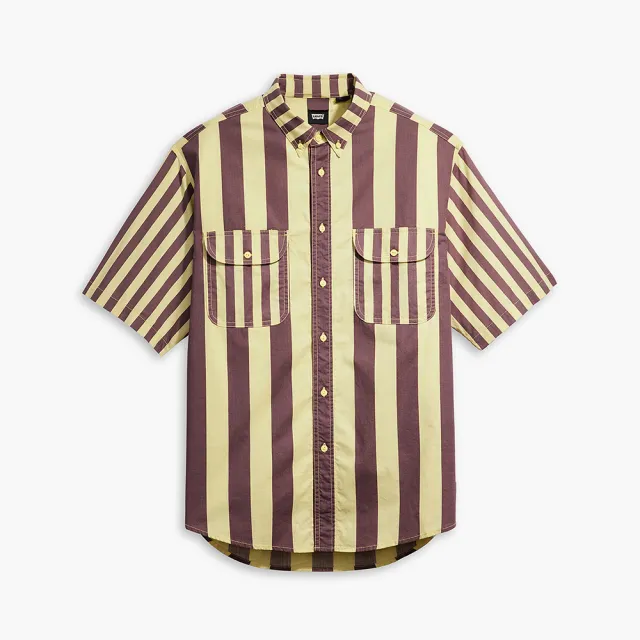 【LEVIS】Skateboarding™滑板系列 男款 雙袋條紋短袖襯衫 上衣 熱賣單品 A4329-0003