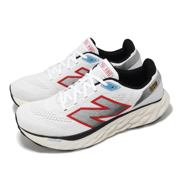 NEW BALANCE 慢跑鞋 Fresh Foam X 880 V14 2E 男鞋 寬楦 白 現代火紅 運動鞋 NB(M880C14-2E)