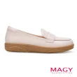 【MAGY】牛皮縫線厚底樂福鞋(裸色)