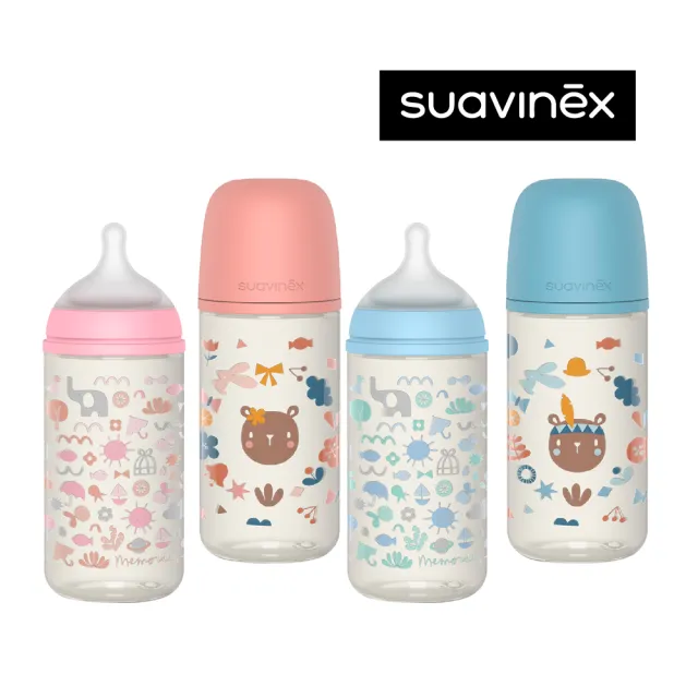 【suavinex】蘇維妮 新生兒適用玻璃寬口奶瓶_240ML(新防脹氣閥 智能平衡瓶內外氣壓)