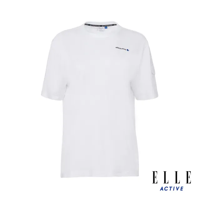 【ELLE ACTIVE】男女同款 寬版圓領短袖T恤-白色(EA24M2F1601#90)