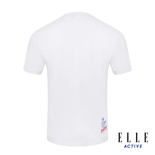 【ELLE ACTIVE】男女同款 法式經典配色圓領短袖T恤-白色(EA24M2F1602#90)