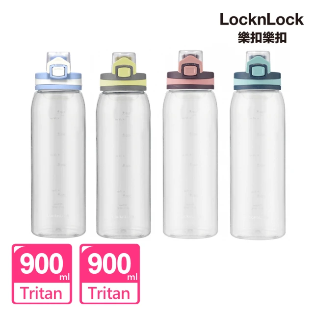 【LocknLock樂扣樂扣】2入-Tritan彈蓋手提隨身水壺900ml/附濾網(4色任選/大口徑/運動水壺/直飲)