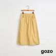 【gozo】MOMO獨家款★限量開賣 造型抽皺鬆緊圓裙(兩色)