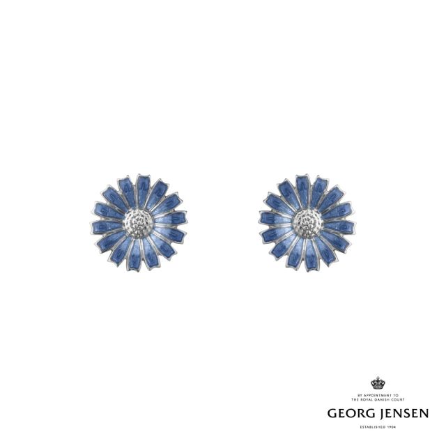 【Georg Jensen 喬治傑生】DAISY 耳環 藍色(純銀 藍瓷琺瑯 耳環)