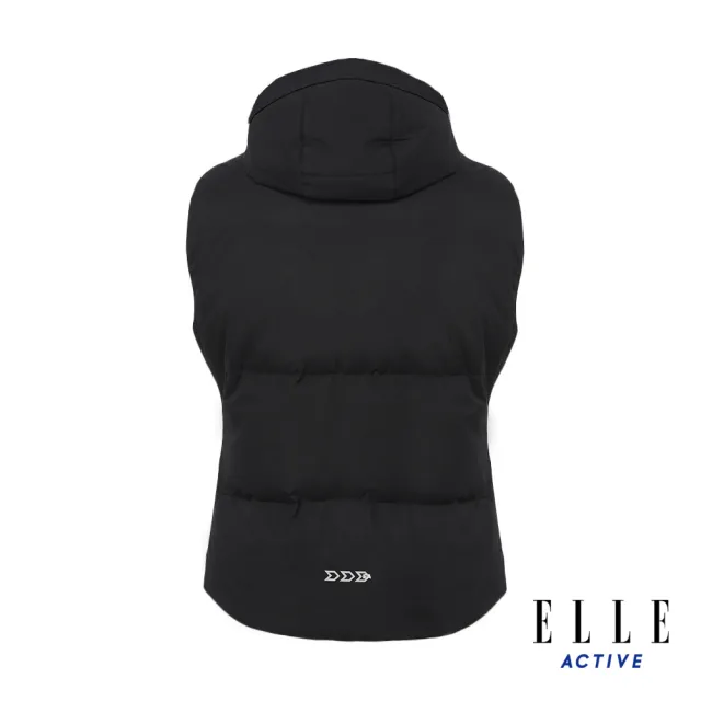 【ELLE ACTIVE】男女同款 法式經典保暖可拆帽羽絨背心-黑色(EA24S2F6001#99)