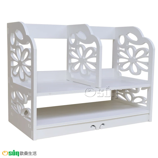 OsunOsun DIY木塑板白色雕花櫻花書架(桌上型書架置物架CE178-YH40A)