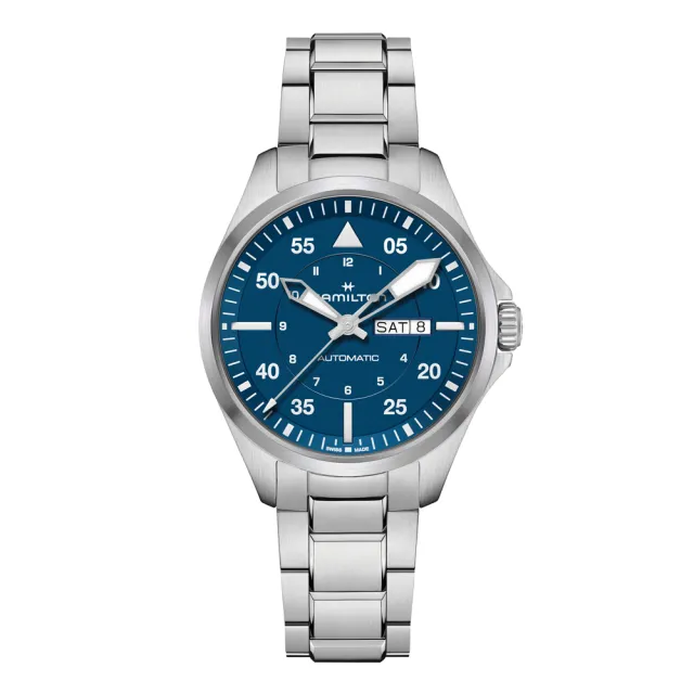 【HAMILTON 漢米爾頓】卡其航空系列飛行員腕錶 42mm(自動上鍊 星期 日期 中性 鋼帶 H64635140)