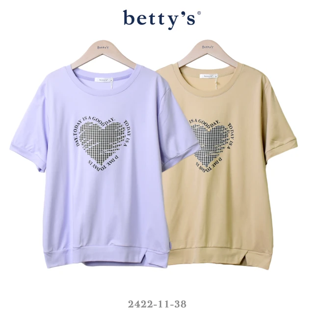 betty’s 貝蒂思 千鳥格紋愛心塗鴉短袖T-shirt(共二色)