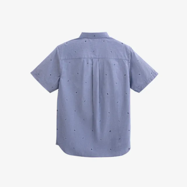 【Arnold Palmer 雨傘】男裝-滿版品牌印花短袖襯衫(藍色)