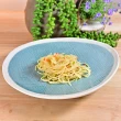 【YU Living 信歐傢居】日式陶瓷仿麻壓紋造型餐盤 10吋(海藍色)