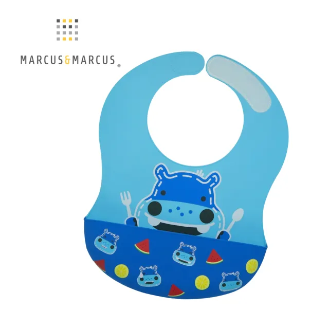 【MARCUS&MARCUS】動物樂園大口袋寬版矽膠立體圍兜(多款可選)