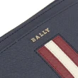 【BALLY】經典LOGO紅白紅條紋皮革信用卡名片5卡零錢包(深藍)