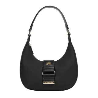 【LA MARTINA】交換禮物 義大利原裝進口 限量2折 頂級時尚金標皮革肩背包 1303T 全新專櫃展示品(黑 