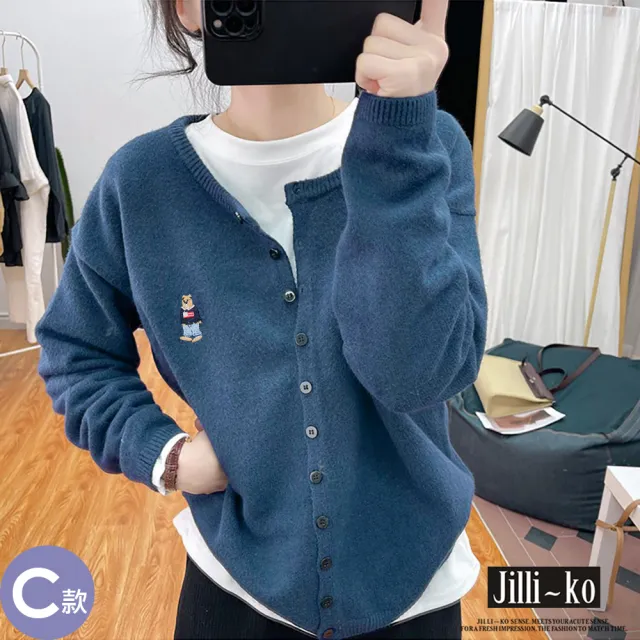 【JILLI-KO】慢生活-文藝復古半高領毛衣女寬鬆長袖針織衫中大尺碼-F(多款任選)
