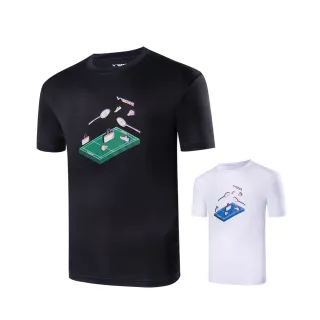 【VICTOR 勝利體育】3D羽球場 運動針織T-Shirt 2024新款(T-2406 A/C 白/黑)