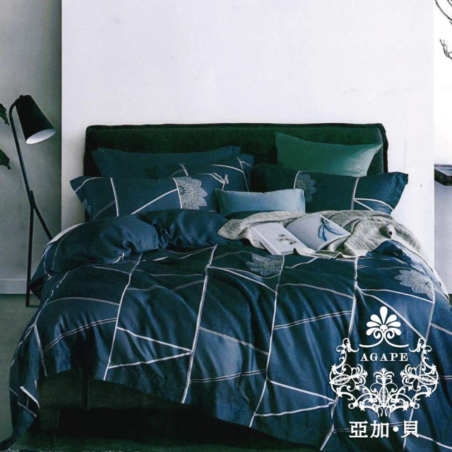 AGAPE 亞加．貝AGAPE 亞加．貝 頂級60支《日誌時刻》100%純天絲 雙人5x6.2尺 鋪棉兩用被床罩八件組(專櫃100天絲精製)