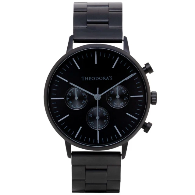 SEIKO 精工 直條紋三眼質感紳士計時手錶 黑色/41mm