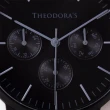 【THEODORA’S 希奧朵拉】Apollo 三眼金屬手錶 三眼霧黑-米蘭黑(日期顯示 真三眼)