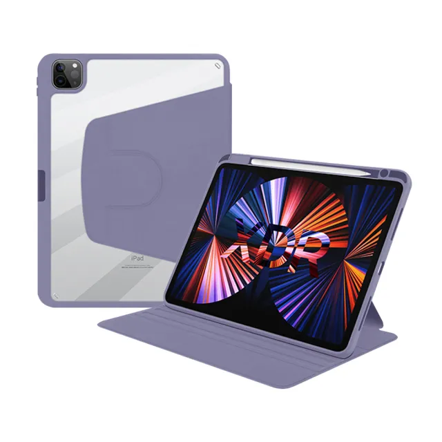 【OMG】iPad Air11吋 Air5/Air4 10.9吋 旋轉三折平板保護套(氣囊防摔保護殼  智能休眠筆槽皮套)