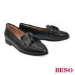 【A.S.O 阿瘦集團】BESO經典立體流蘇舒適平底樂福鞋(黑色)