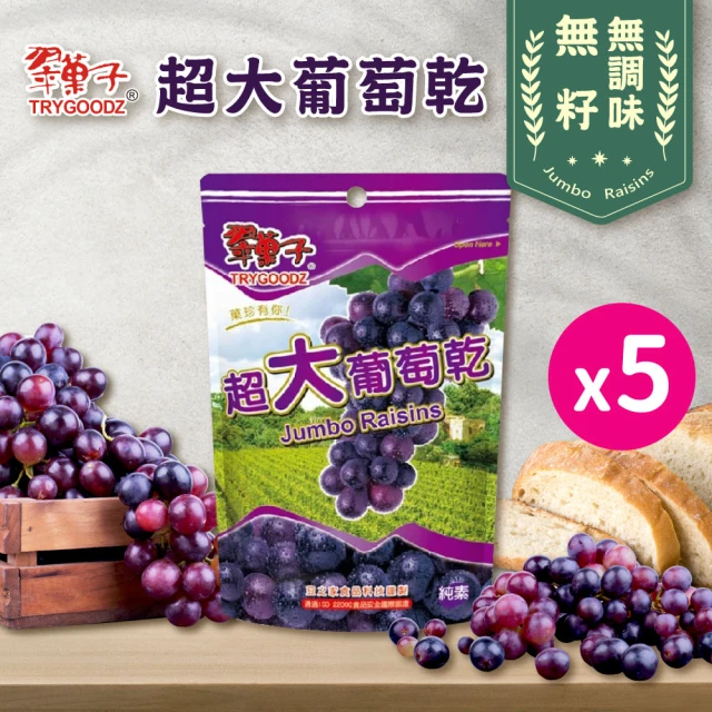 豆之家 翠果子｜超大葡萄乾x5袋｜無籽鮮果乾｜無調味｜純素 ｜翠菓子(280g/袋)