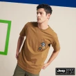 【JEEP】男裝 經典織標口袋短袖T恤(棕色)