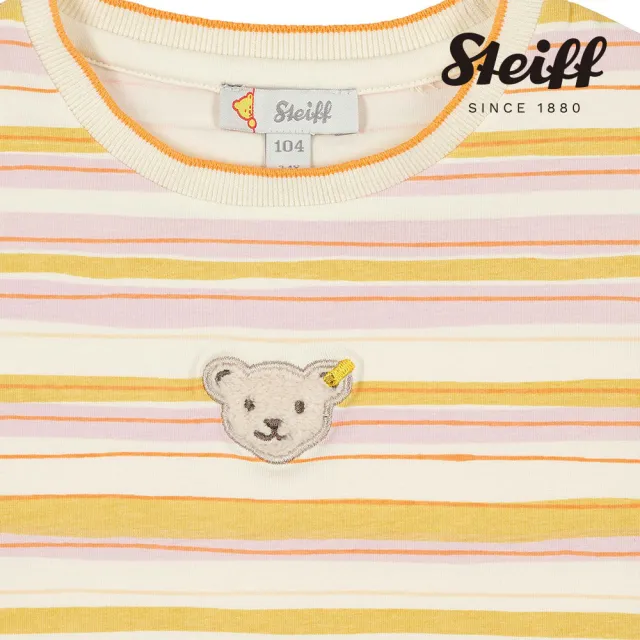 【STEIFF】熊頭童裝 條紋蝴蝶袖無袖T(短袖上衣)