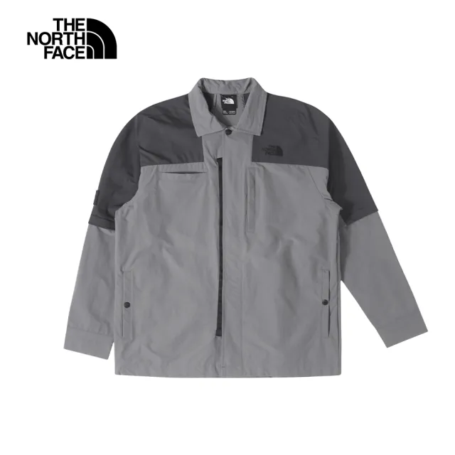 【The North Face 官方旗艦】北面UE男款灰色吸濕排汗防潑水可拆卸衣袖休閒長袖襯衫｜88590UZ