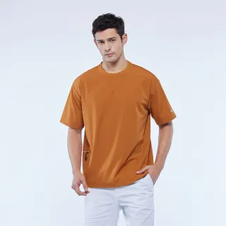 【JEEP】男裝 拼接口袋短袖T恤(橘色)