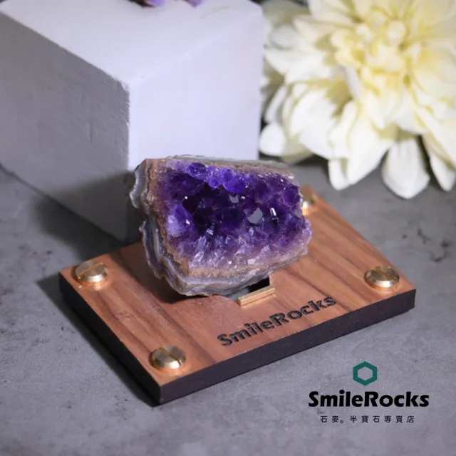 【SmileRocks 石麥】紫晶片原礦 No.104510331(附SmilePad 6X9底板)