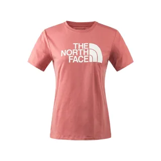 【The North Face 官方旗艦】北面女款紅色吸濕排汗胸前經典品牌LOGO印花休閒短袖T恤｜89QUNXQ