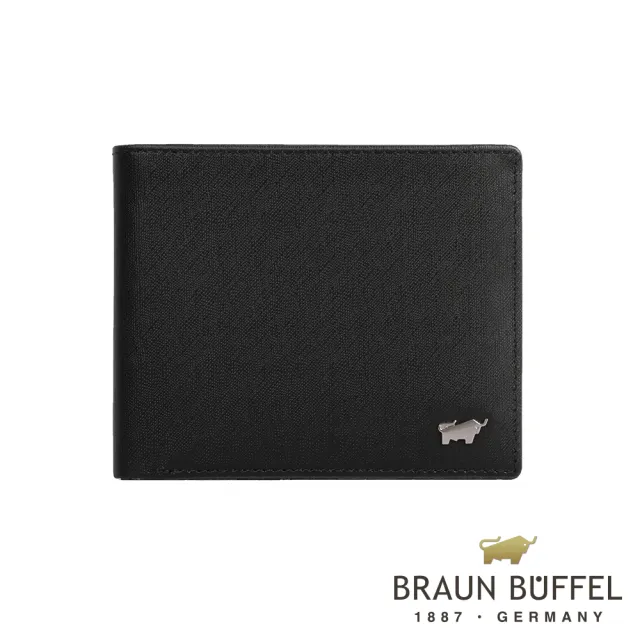 【BRAUN BUFFEL 德國小金牛】HOMME-M 4卡零錢袋皮夾-黯黑(BF306-315-BK) 錢包送禮推薦