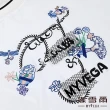 【MYVEGA 麥雪爾】花卉字母刺繡配色織帶短袖彈性上衣-白(2024春夏新品)