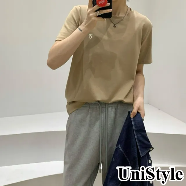 【UniStyle】O字母短袖T恤 韓版百搭圓領上衣 女 UP1552(駝)