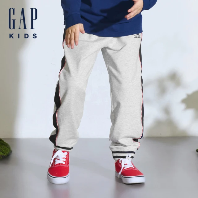GAPGAP 男童裝 Logo印花束口鬆緊褲-灰色(890425)
