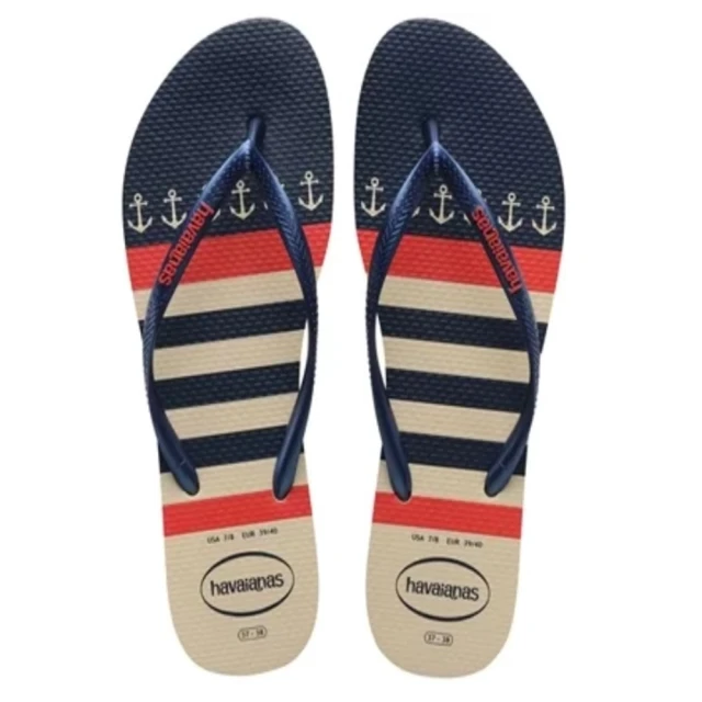 havaianas 哈瓦仕 SLIM NAUTICAL 藍帶條紋(拖鞋 女款 夾腳拖 巴西 夏日必備 海灘拖 哈瓦仕)