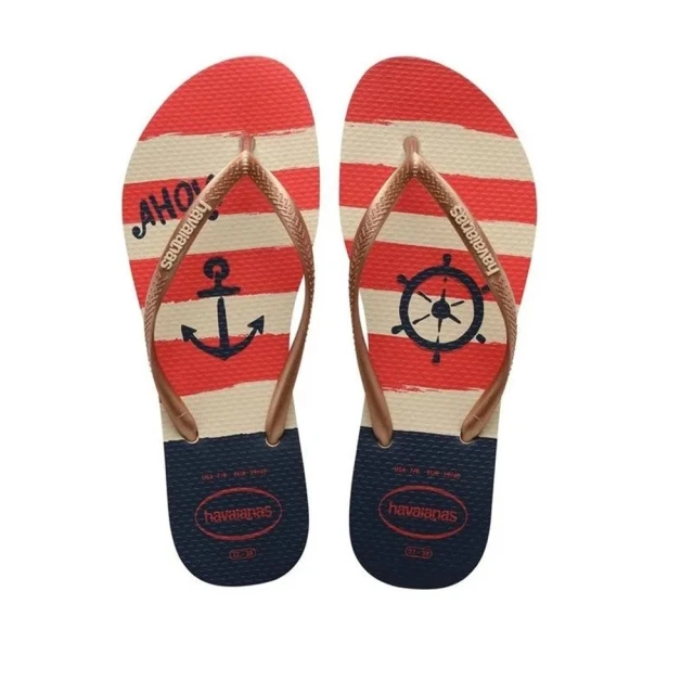 havaianas 哈瓦仕 SLIM NAUTICAL 玫瑰金(拖鞋 女款 夾腳拖 巴西 夏日必備 海灘拖 哈瓦士)