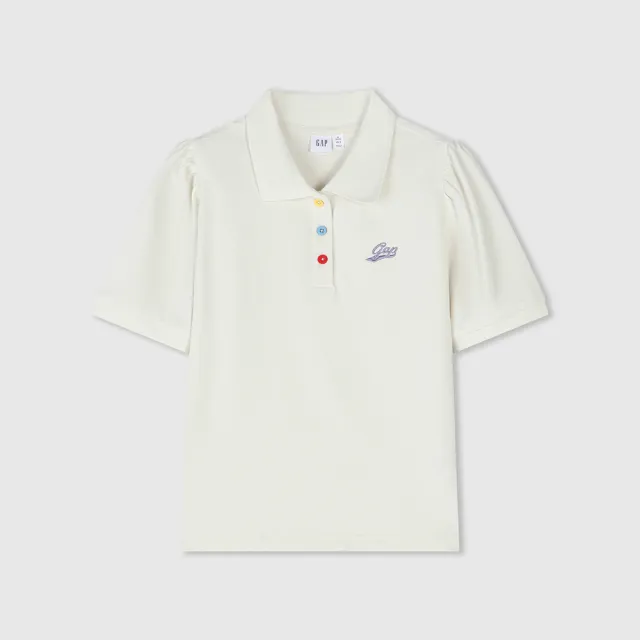 【GAP】女裝 Logo短袖POLO衫 親膚系列-米白色(890005)