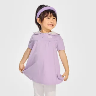 【GAP】女幼童裝 Logo翻領短袖洋裝-紫色(890469)