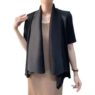 【羽生摺衣】i摺衣-日系 簡約風 造型領 短袖 外套(共三色)