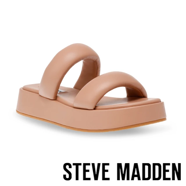 STEVE MADDEN BOSSANOVA 胖胖雙帶厚底拖鞋(杏色)