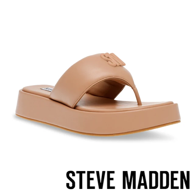 STEVE MADDEN BONFIRE 胖胖夾腳厚底拖鞋(卡其色)