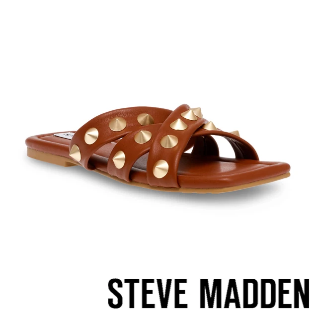 STEVE MADDEN MALEAH 鉚釘交叉帶拖鞋(棕色)